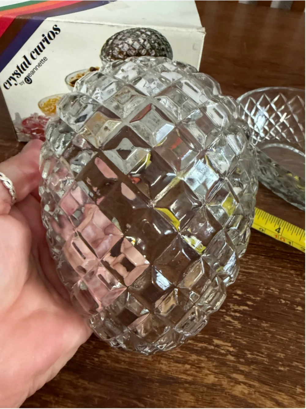 Vintage Jeannette Crystal Curios The Egg 2733C Glass Dish NOS Original Box